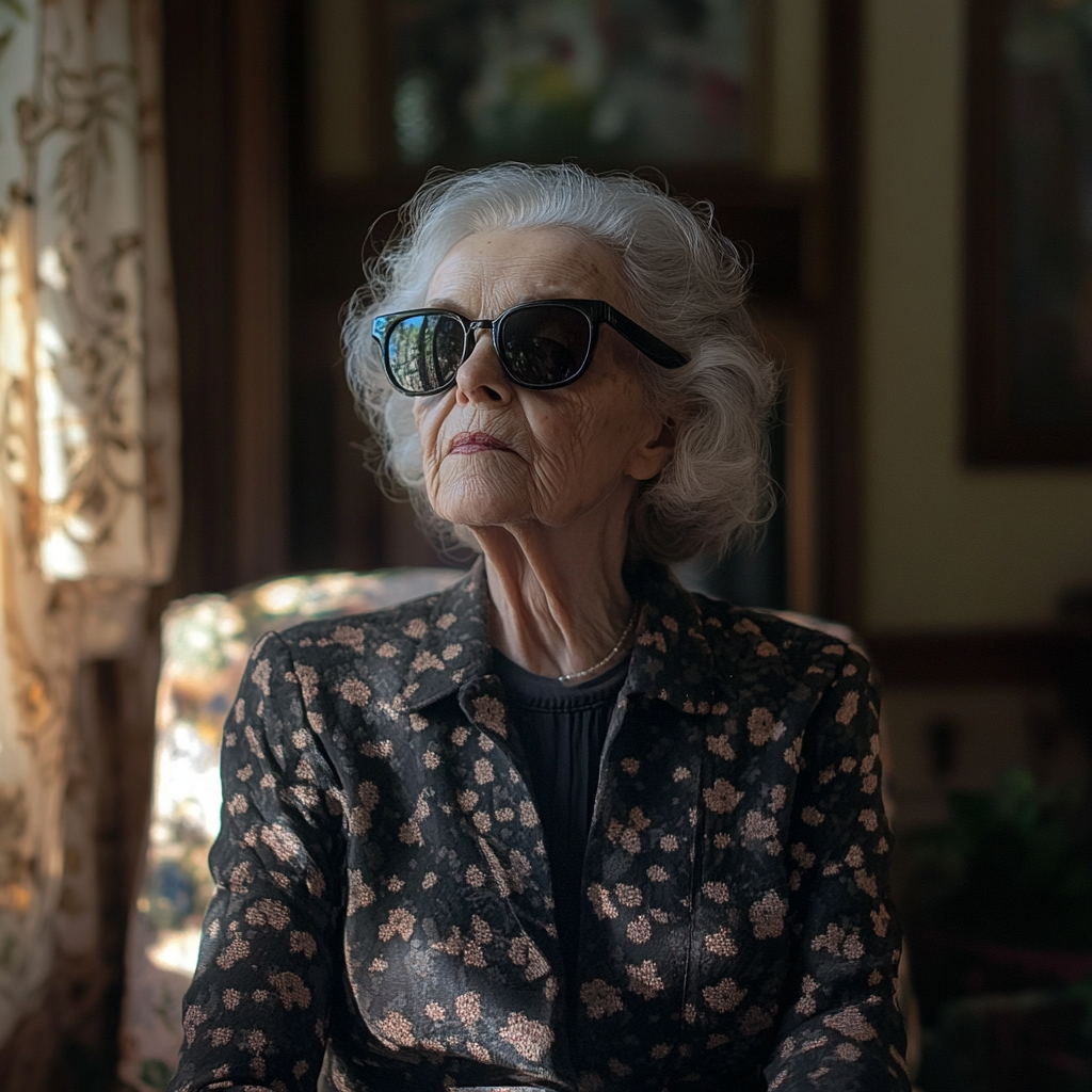 Disappointed senior blind woman | Source: No source