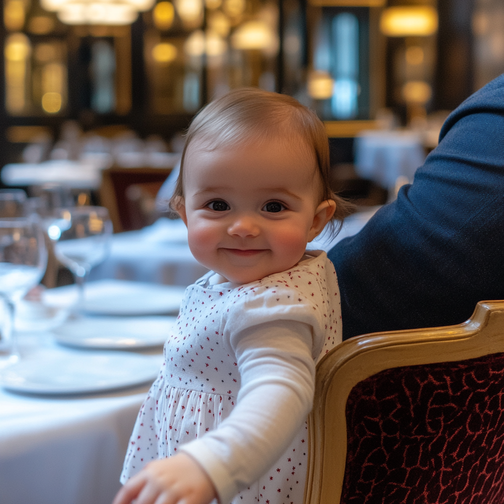 Toddler smiling while sitting in a restaurant | Source: No source