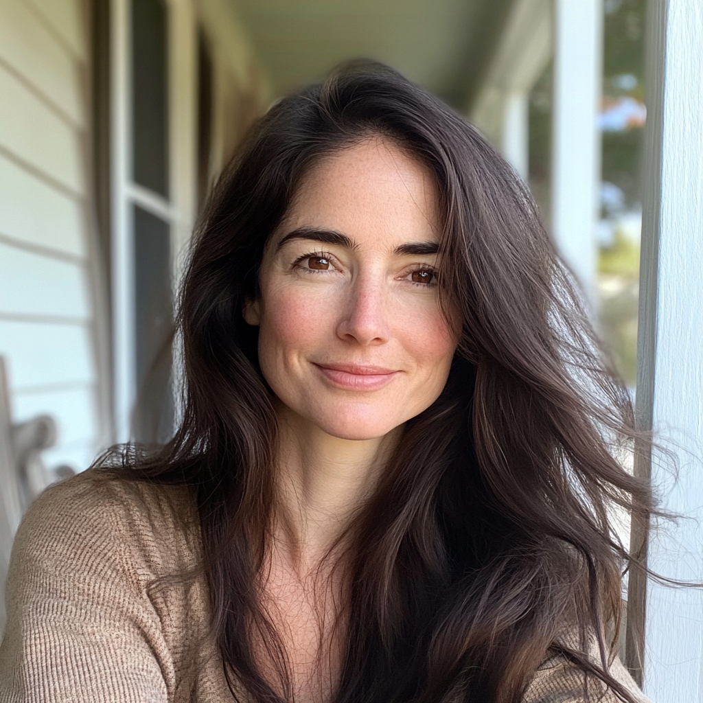 A smiling woman sitting outside | Source: No source