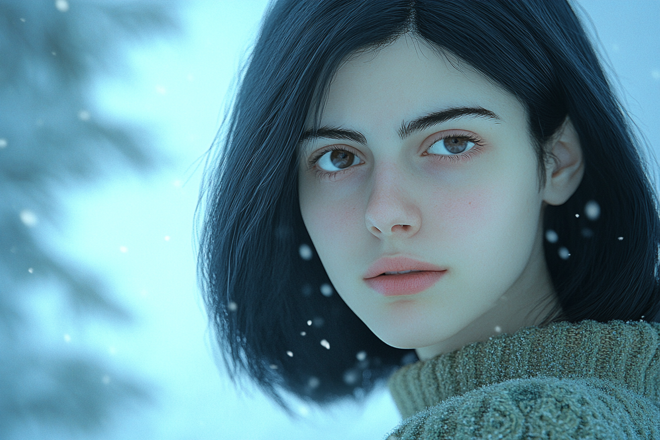 A woman standing in the snow | Source: No source