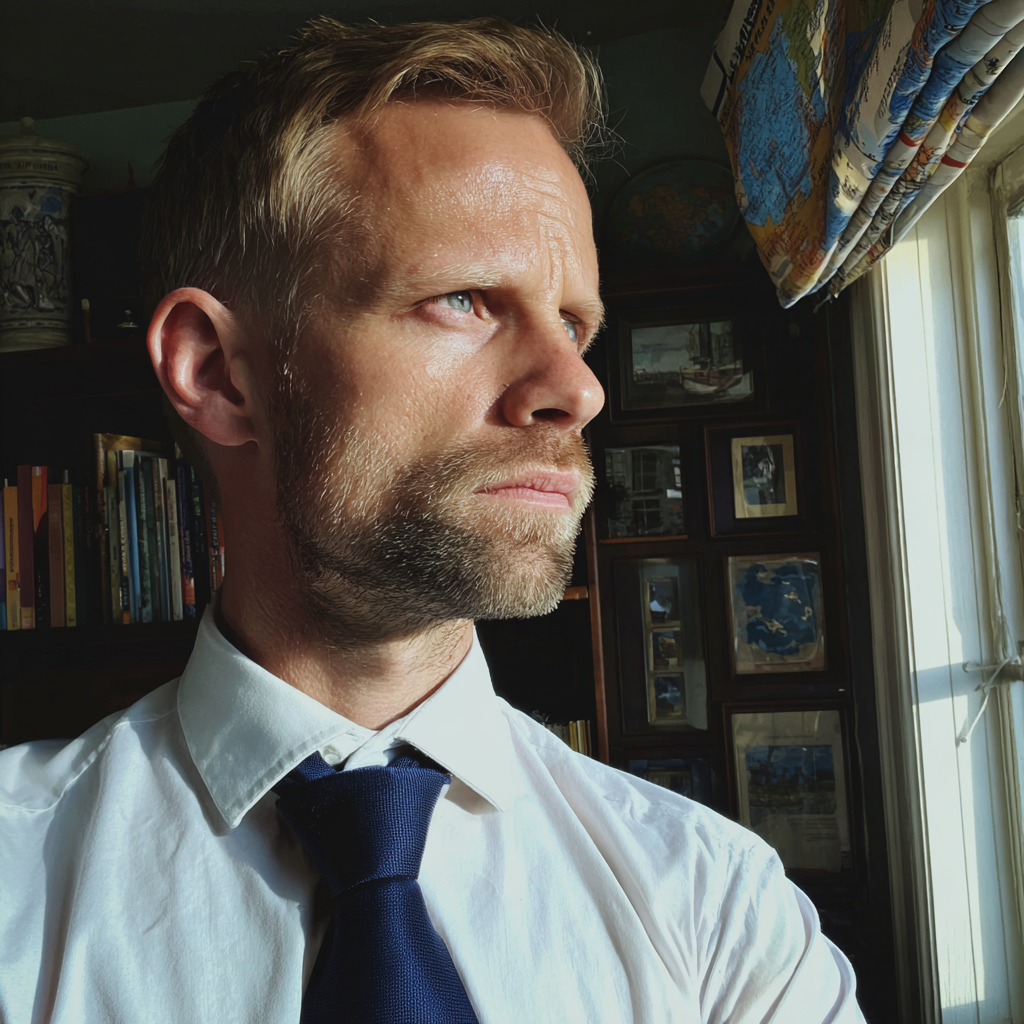 A frowning man wearing a blue tie | Source: No source