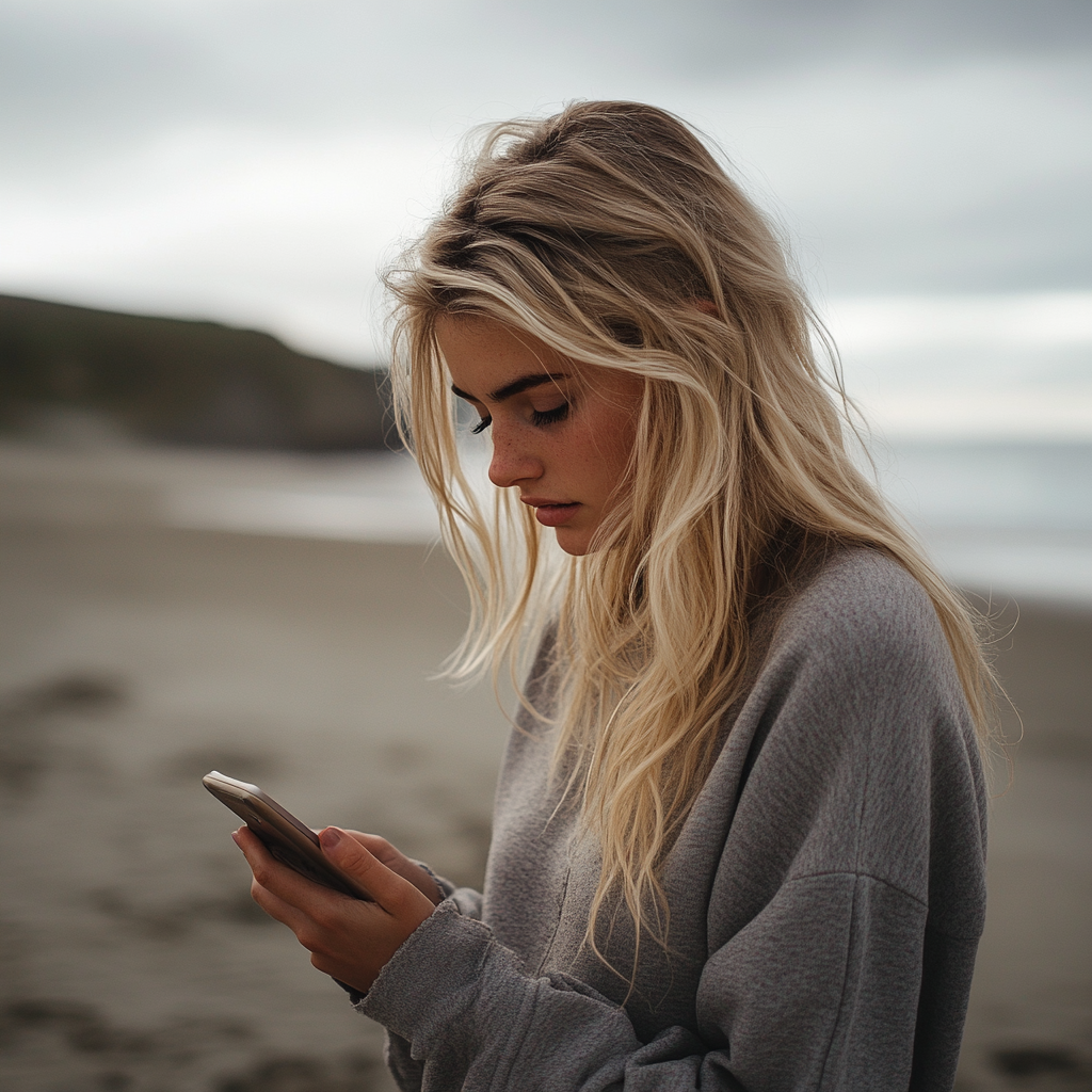 A concerned woman looking at her phone | Source: no source