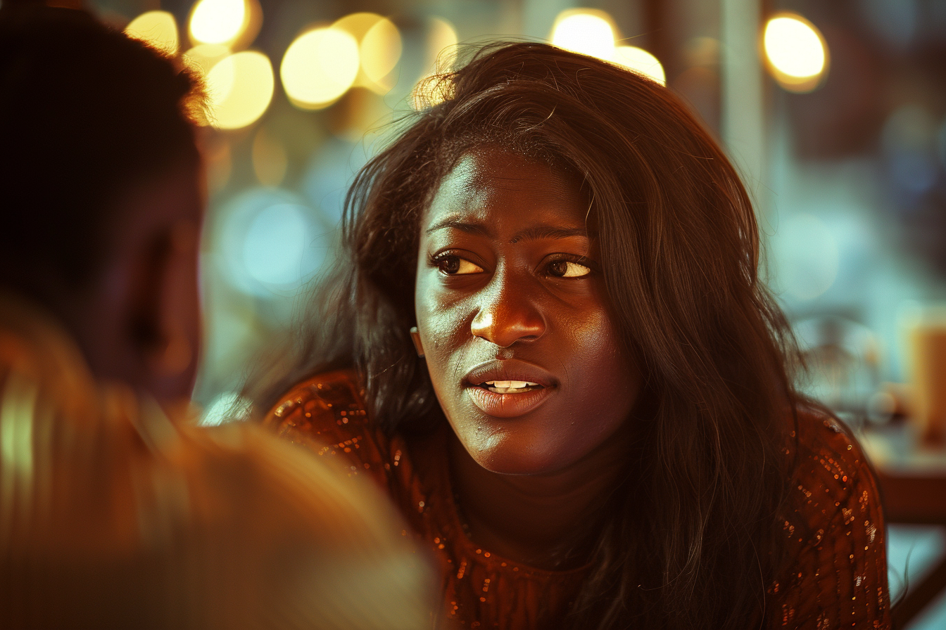 A woman talking to her friend in a restaurant | Source: No source