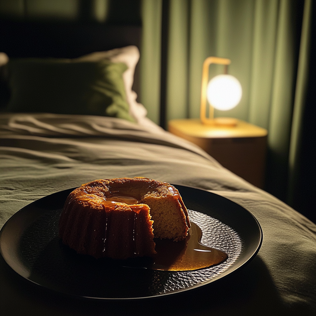 A ginger cake on a bed | Source: No source