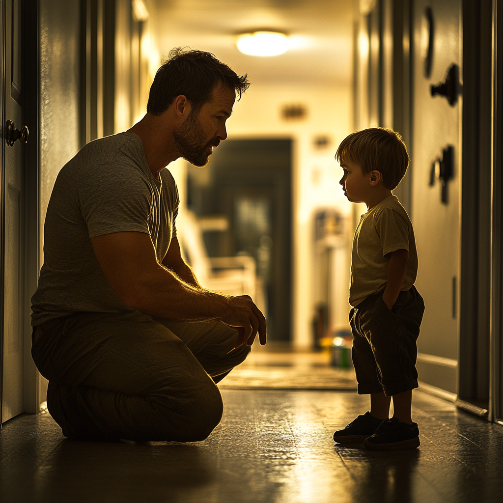 A man talking to his son | Source: No source