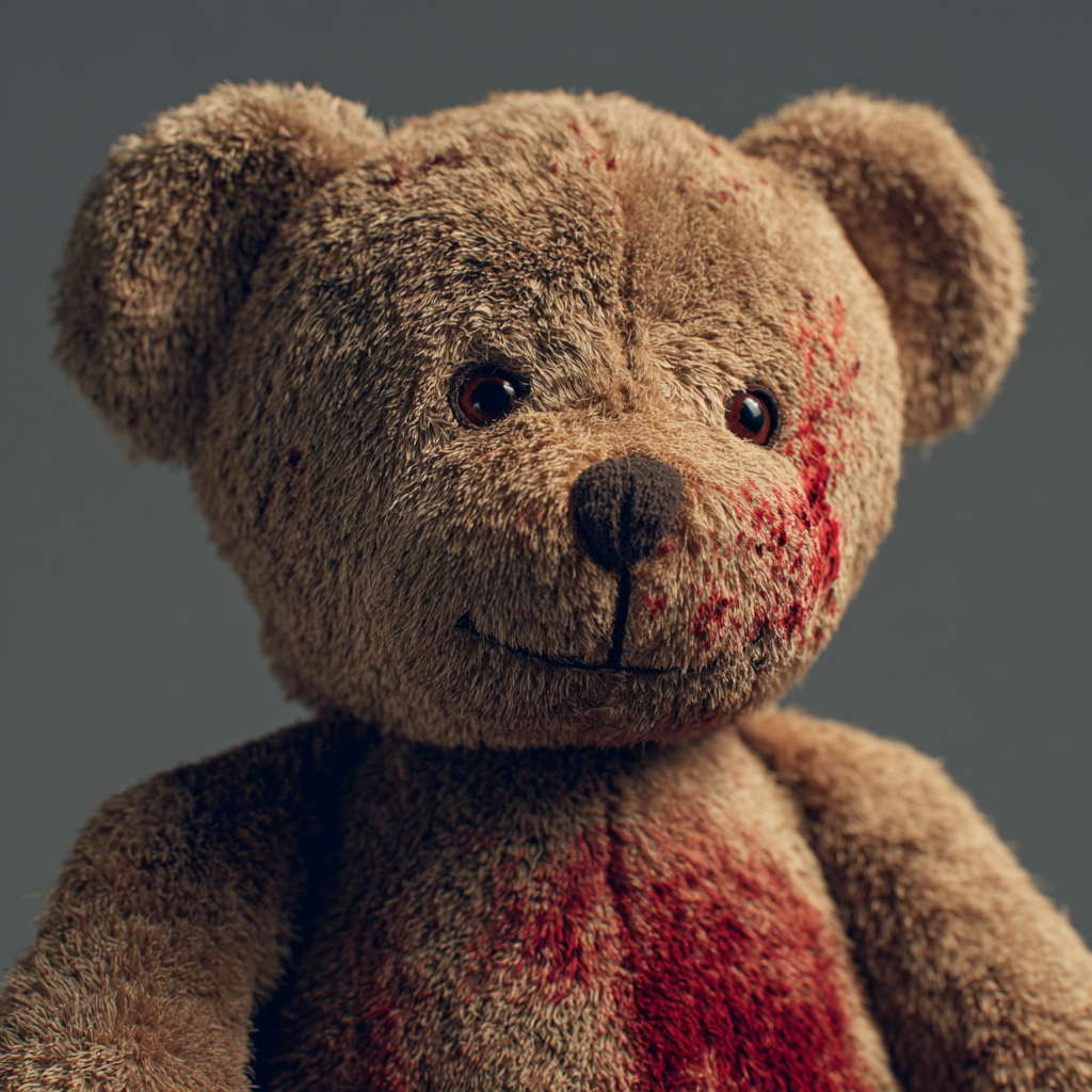 A stained teddy bear | Source:  No source