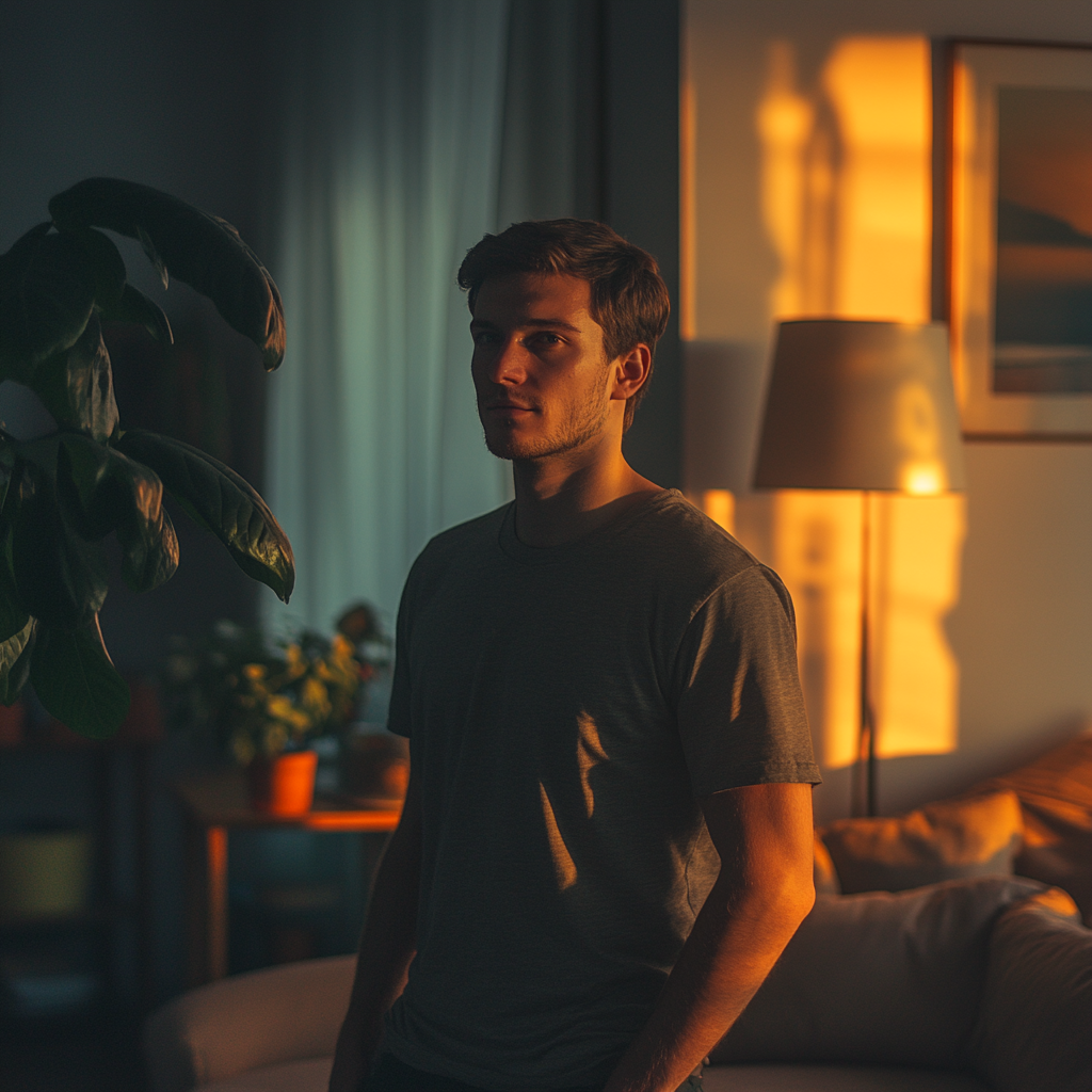 A man standing in a living room | Source: no source