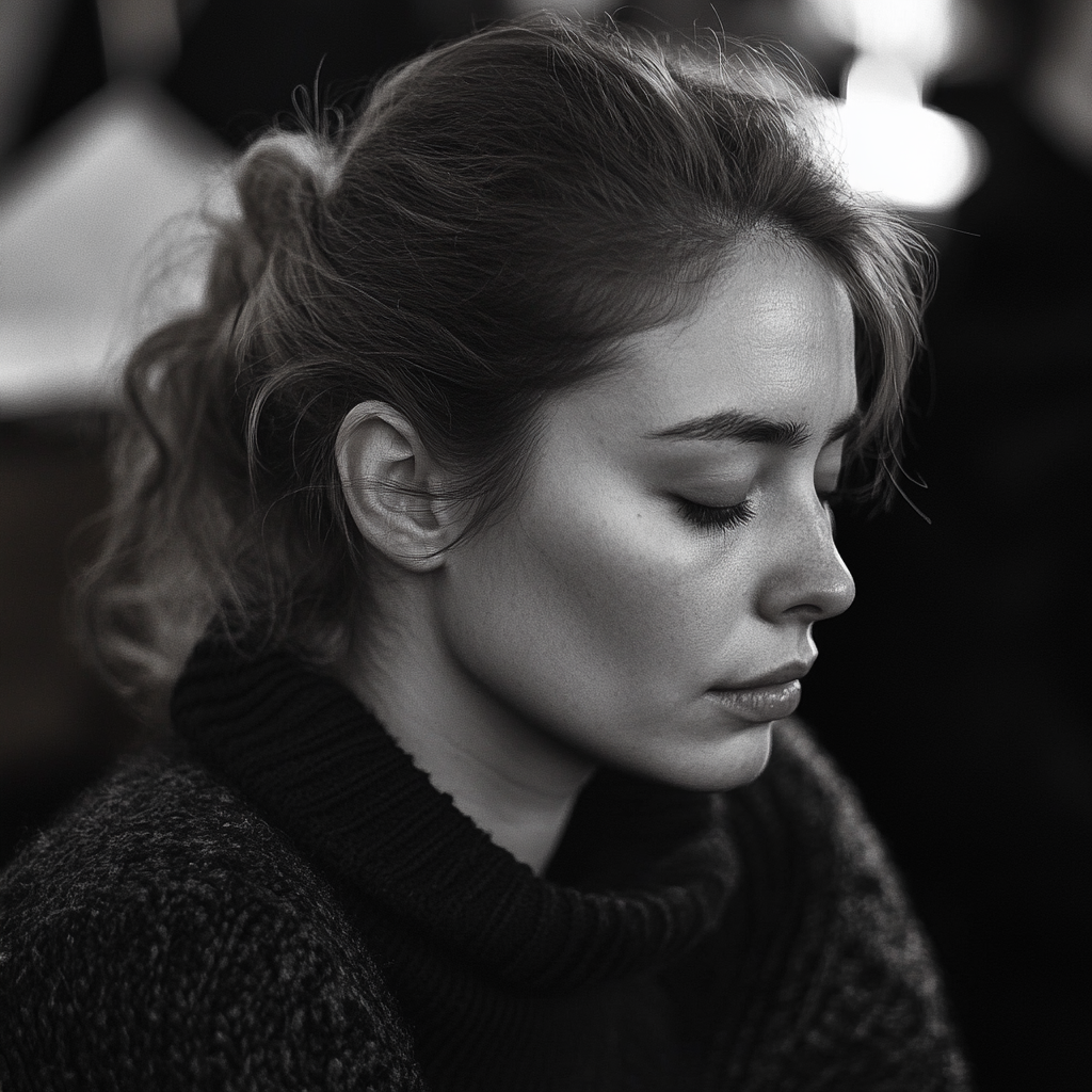 Sad young lady at a funeral | Source: No source