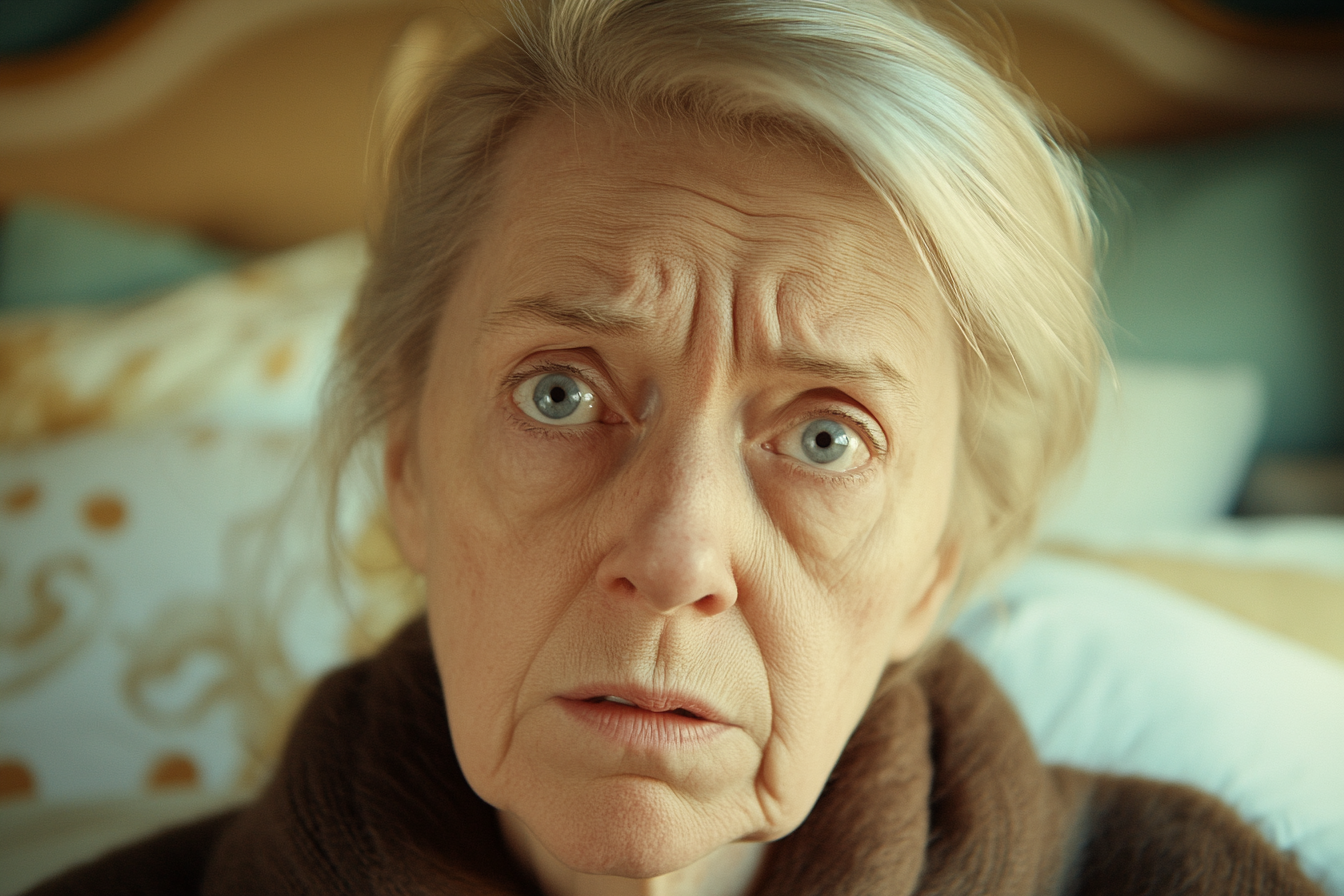 An older woman looking straight ahead, serious | Source: no source