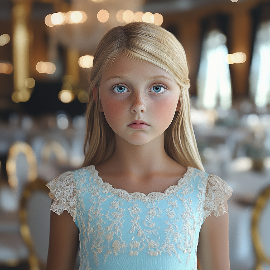 A little girl looking straight ahead | Source: no source