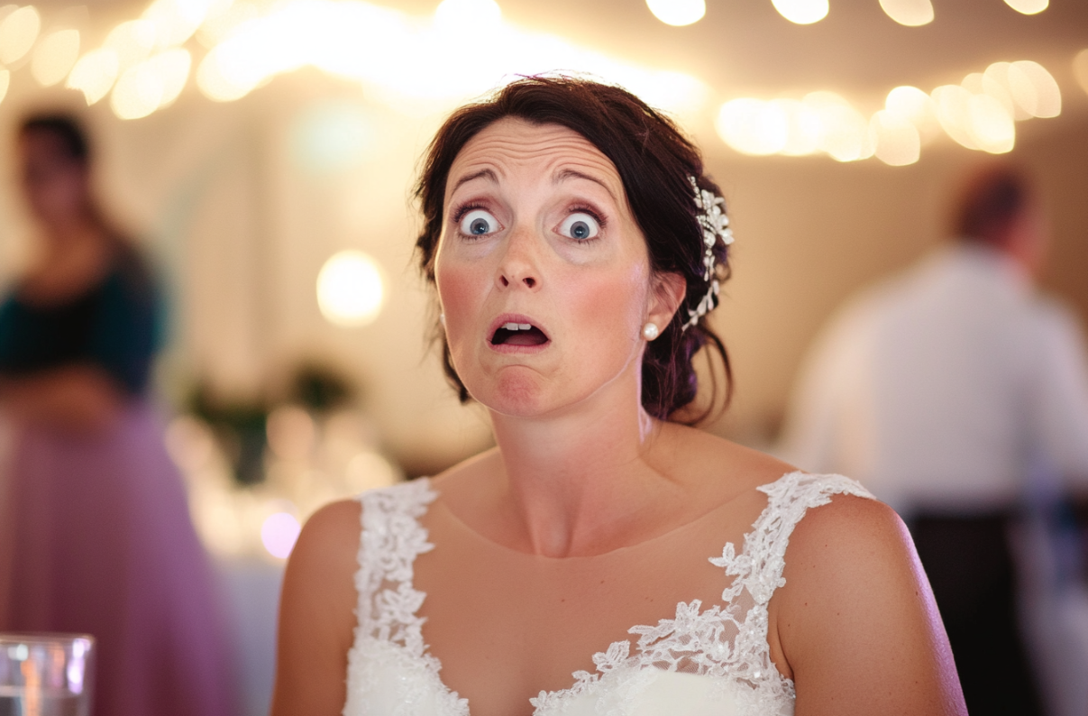 A shocked mature woman in a wedding dress | Source: no source