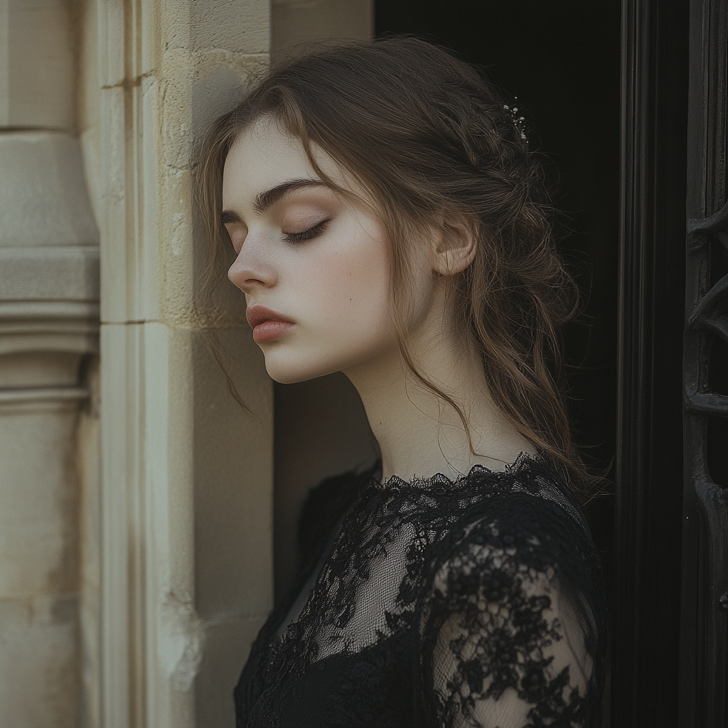 A tired woman in a black dress | Source: No source