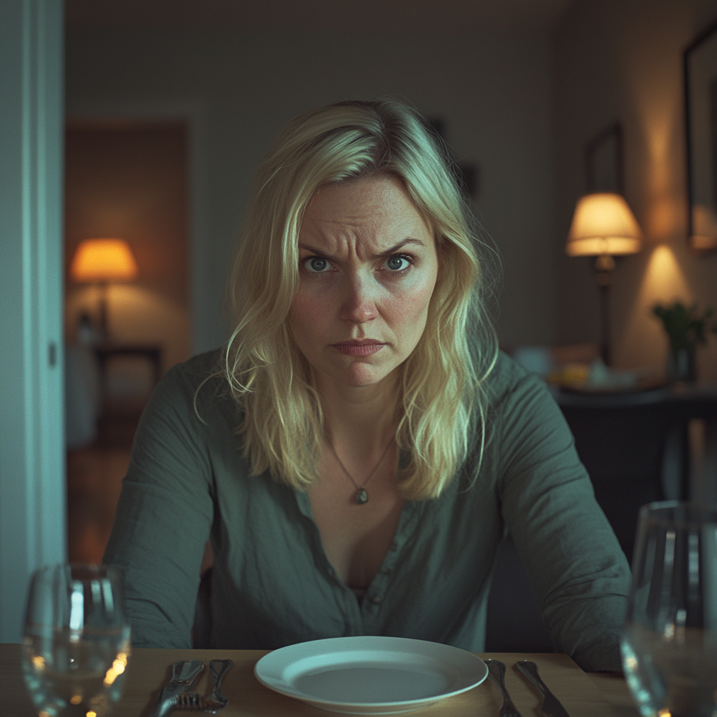 An angry woman at the table | Source: No source