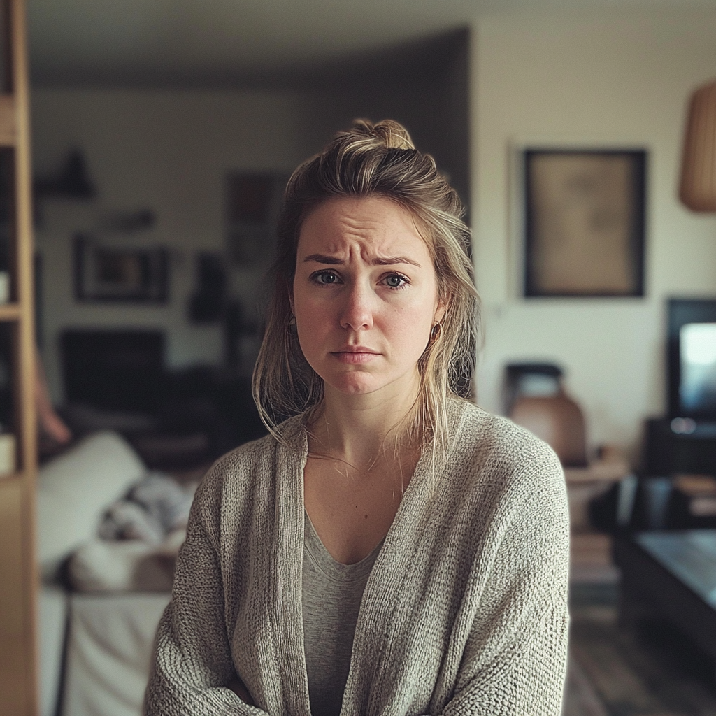 A woman standing in a living room | Source: No source