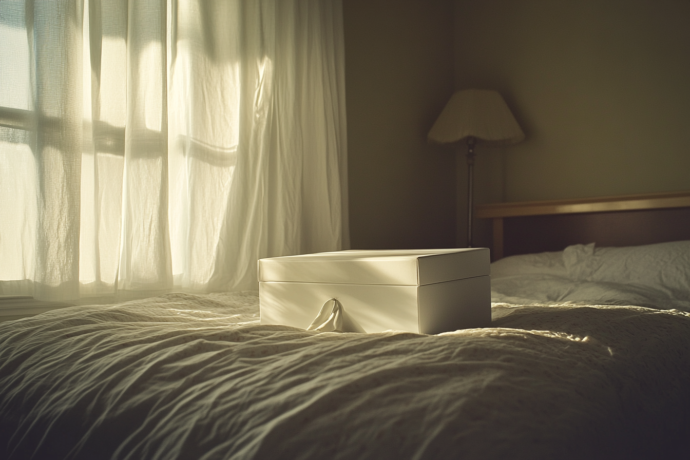 A box left on a bed | Source: No source