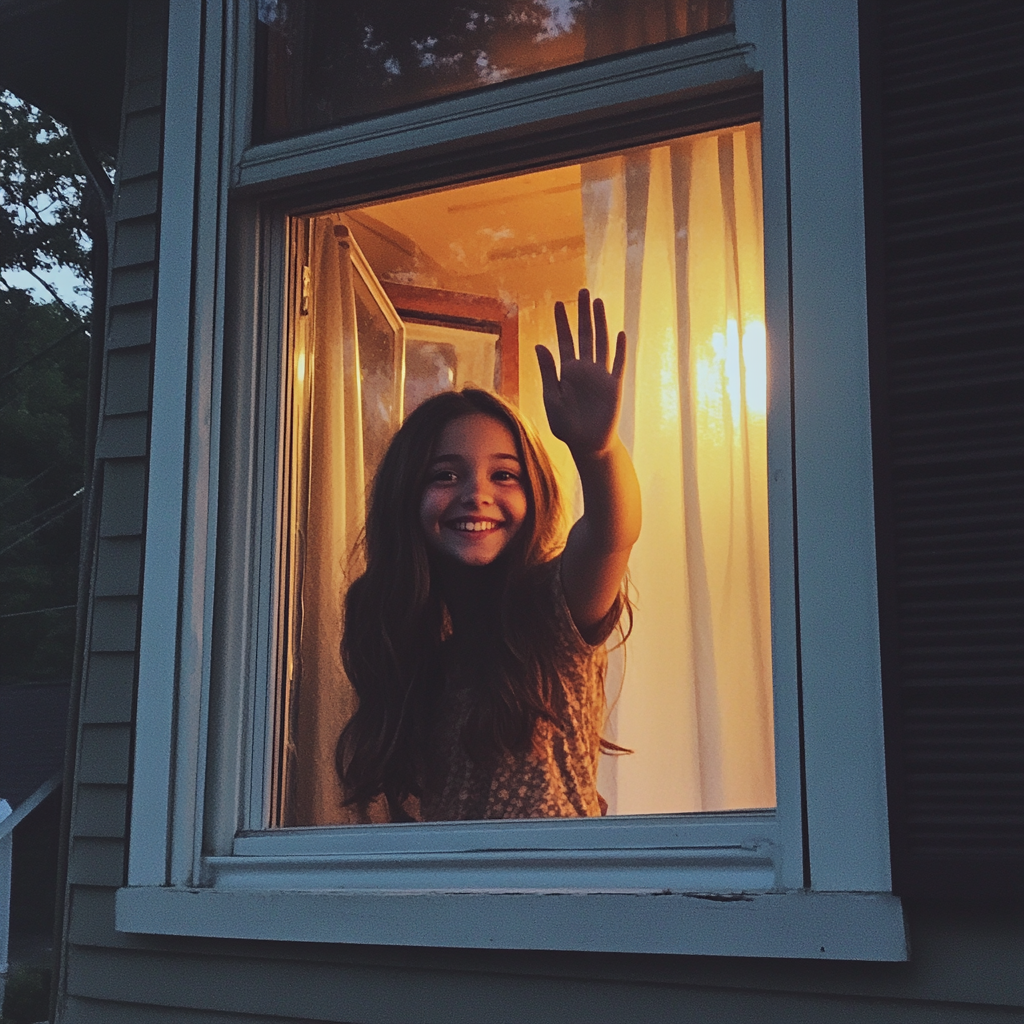 A waving little girl | Source: no source