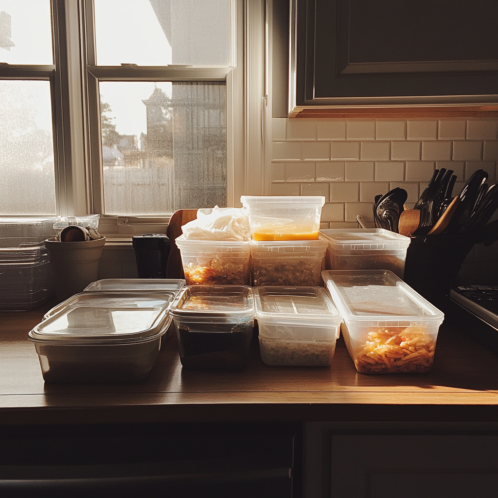 Takeout containers on a kitchen counter | Source: no source