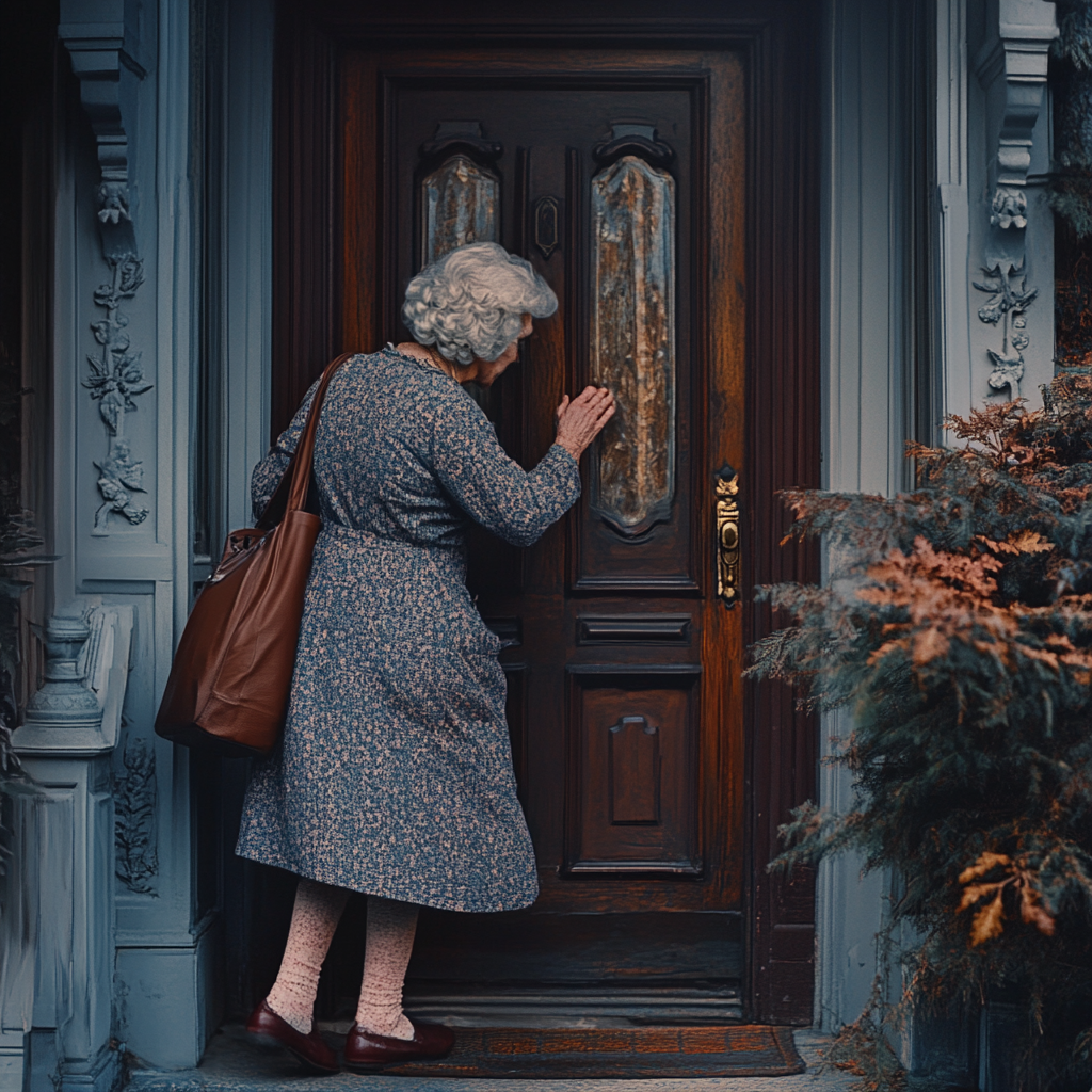 A woman knocking on a mansion's door | Source: no source