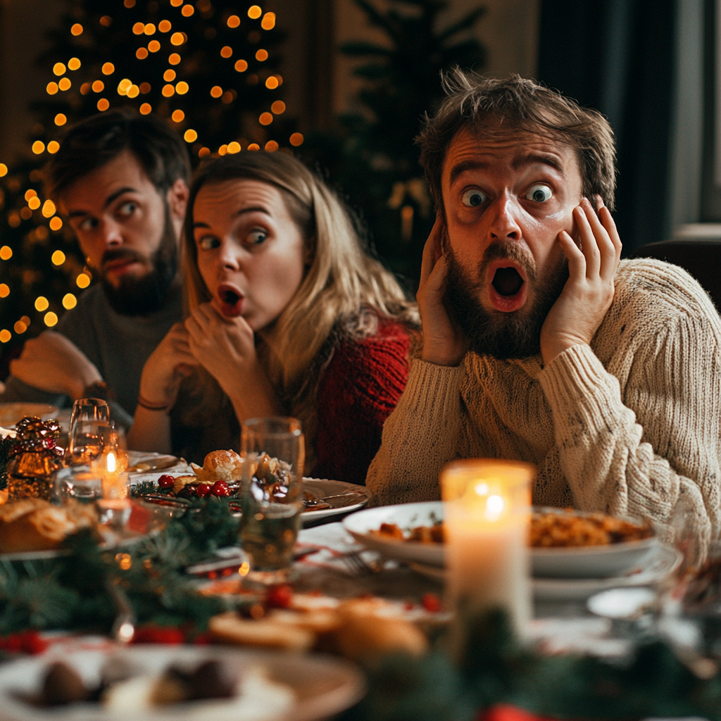 Shocked people at a dinner | Source: No source