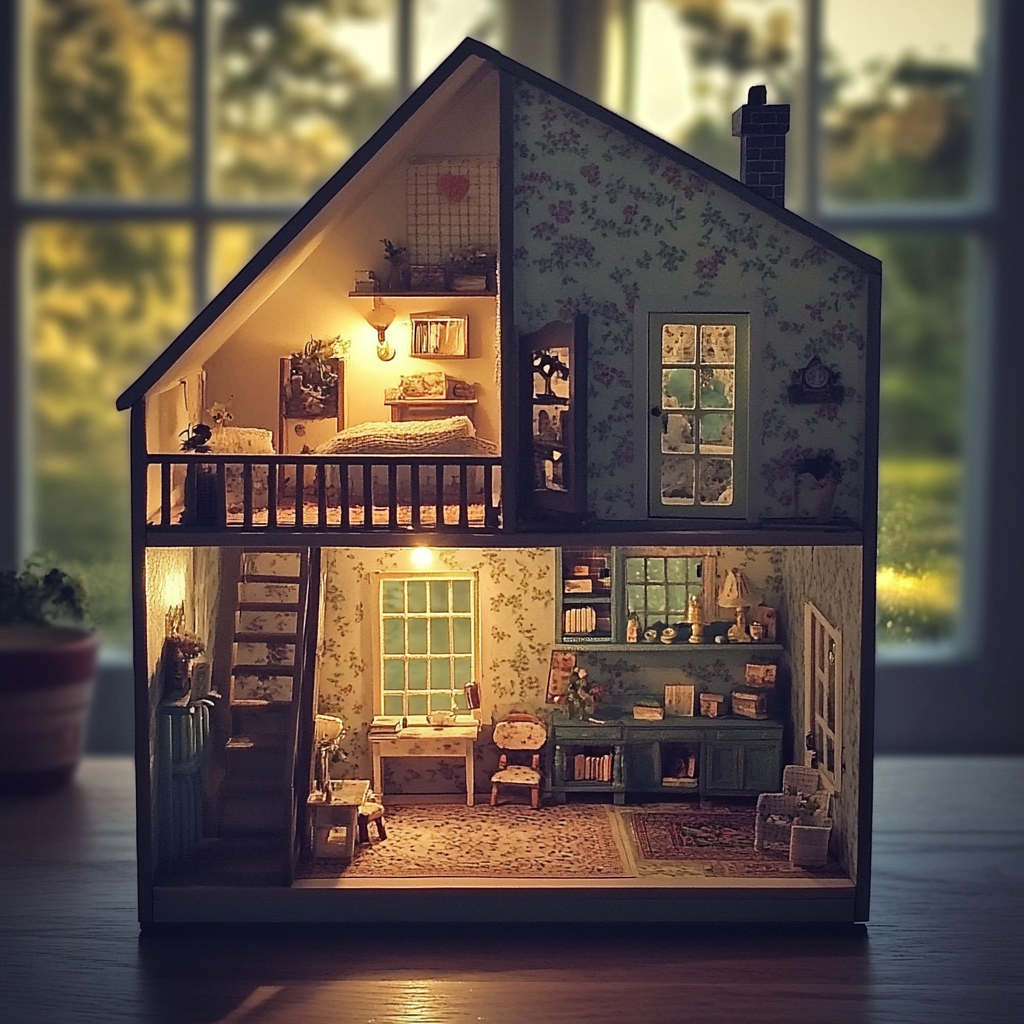 A dollhouse on a table | Source: No source