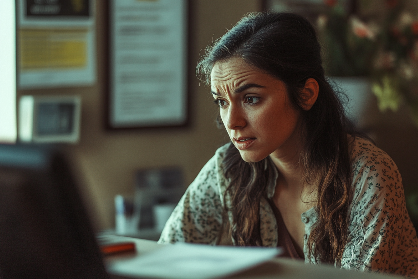 A distressed woman anxiously speaking to the hospital receptionist | Source: no source
