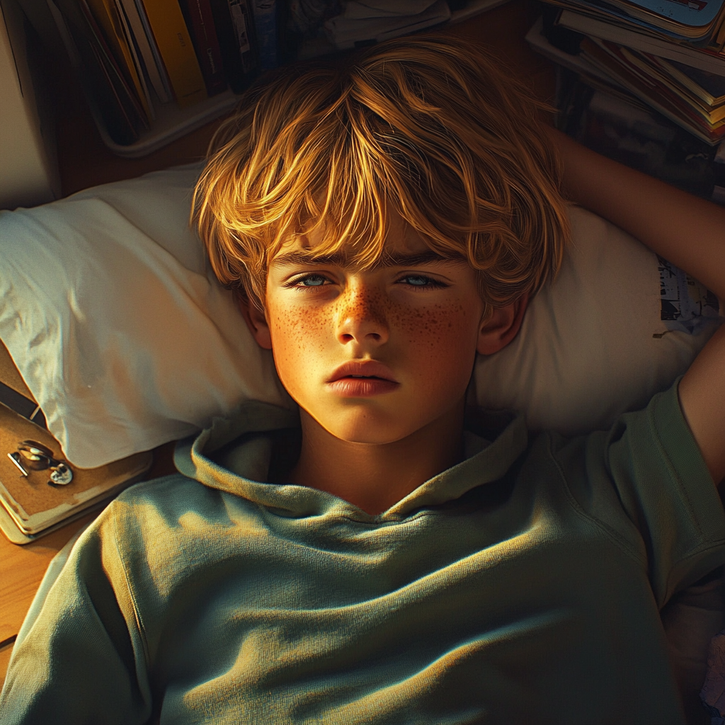A boy lying in his bed | Source: no source