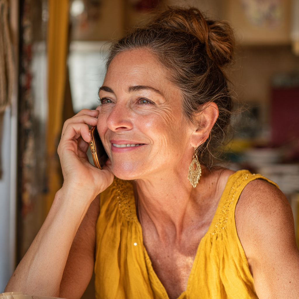 An older woman sitting at a kitchen table | Source: No source