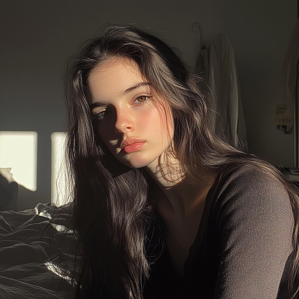 A teenage girl sitting on her bed | Source: No source