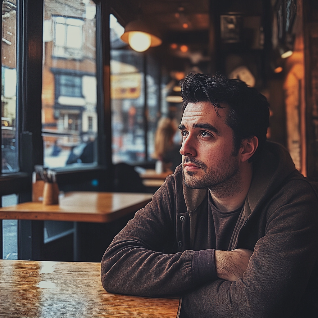 A man sitting in a coffee shop | Source: No source