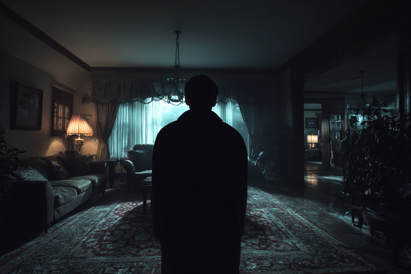 A silhouette of a man in a house | Source: no source