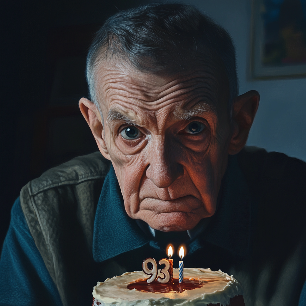 A sad older man celebrating his 93rd birthday | Source: No source