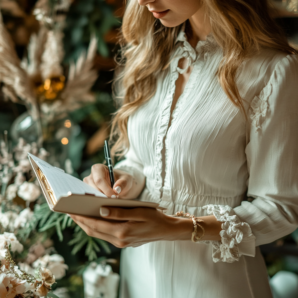 A wedding planner taking notes | Source: no source