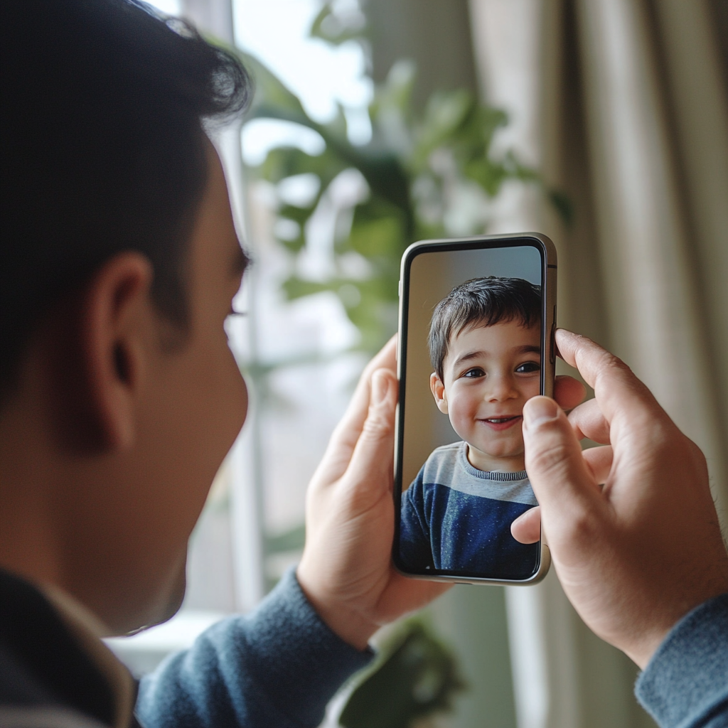 Dad having a call with his son | Source: no source