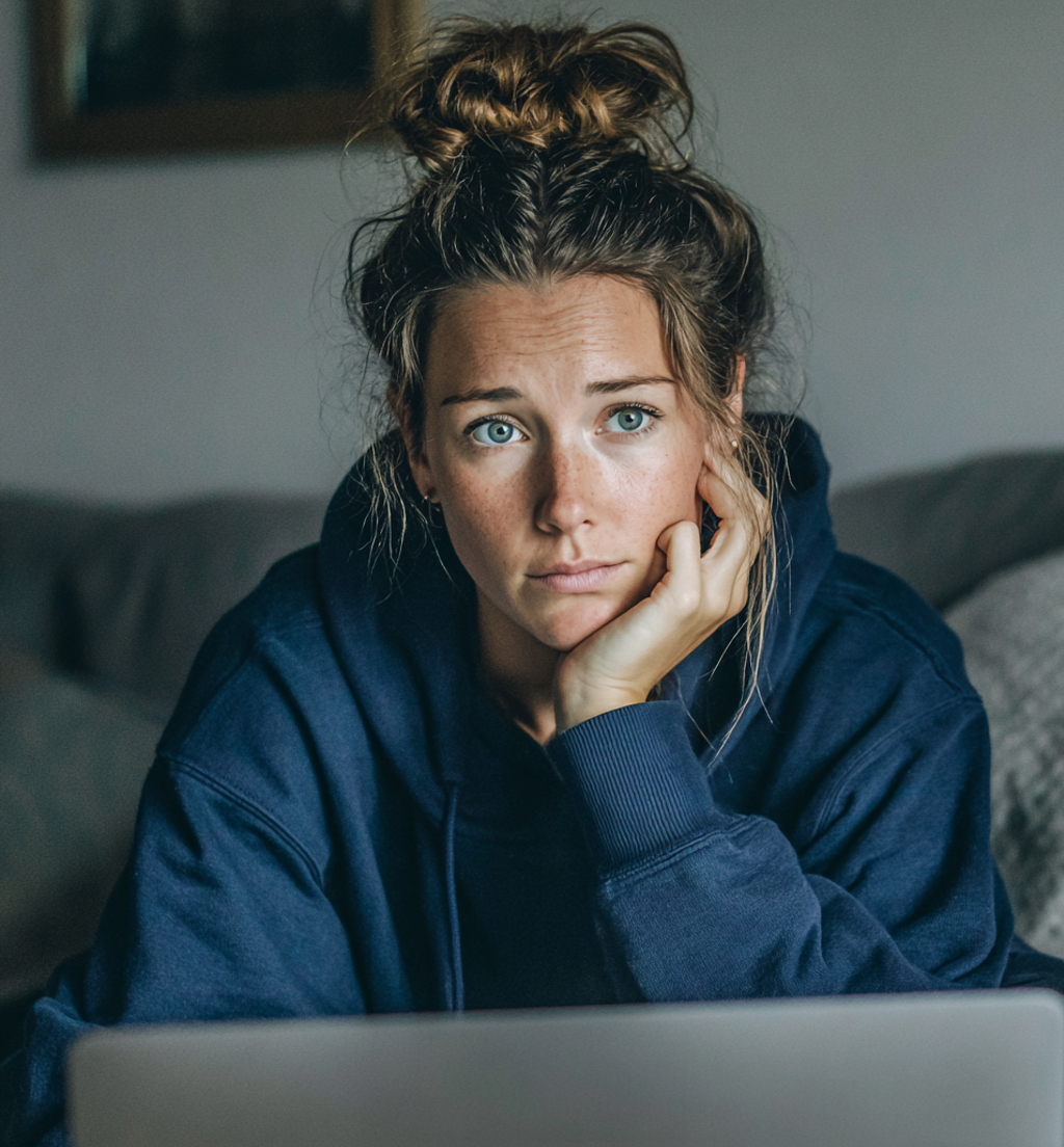A woman sitting on a couch and using her laptop | Source: no source