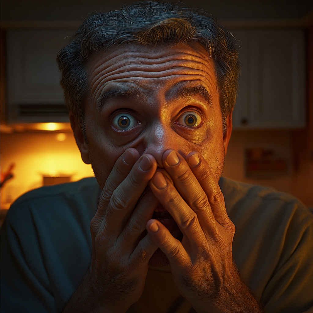A stunned man covering his mouth | Source: No source