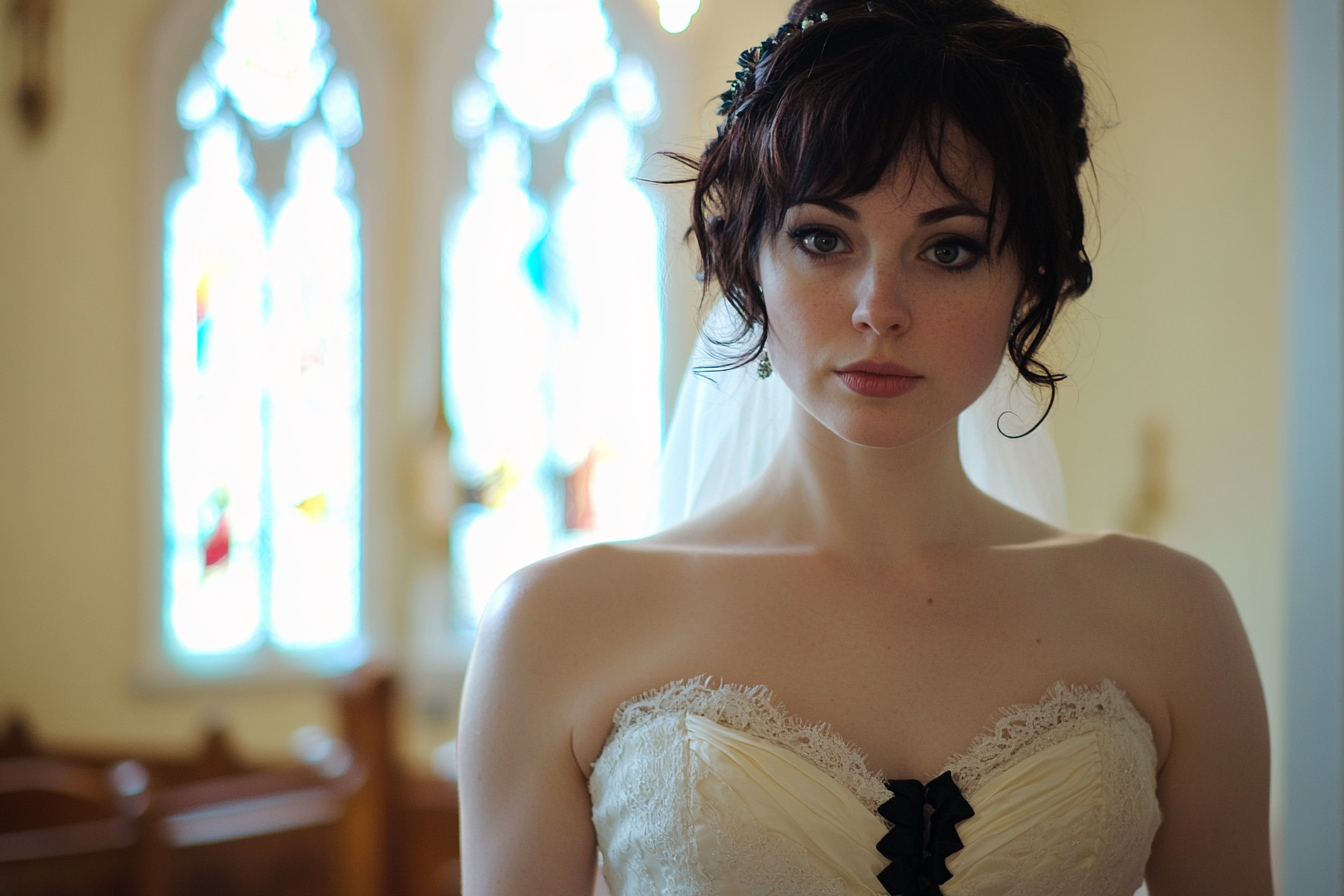A serious bride in a church | Source: no source