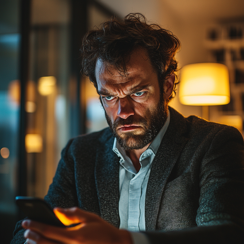 An upset man on his phone | Source: no source