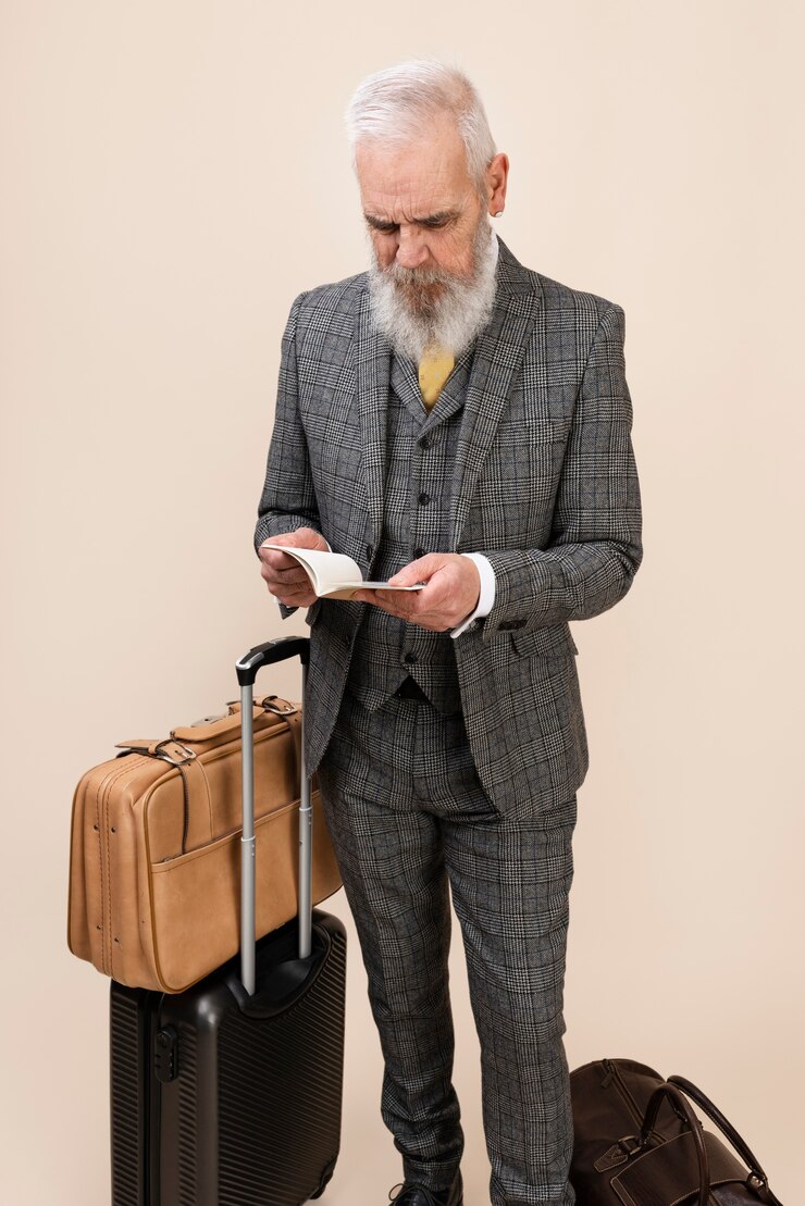 An elderly man with a suitcase | Source: Freepik