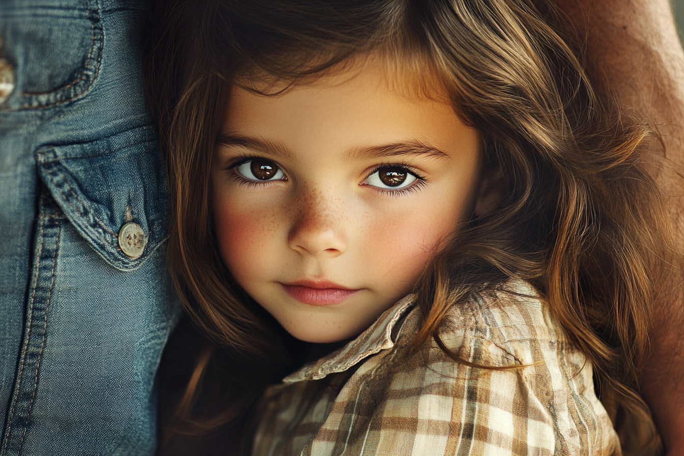 A young girl standing close to her father | Source: No source