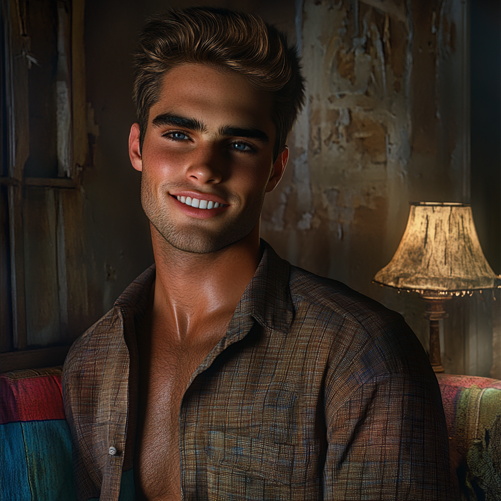 A cheerful man in a shabby room | Source: no source