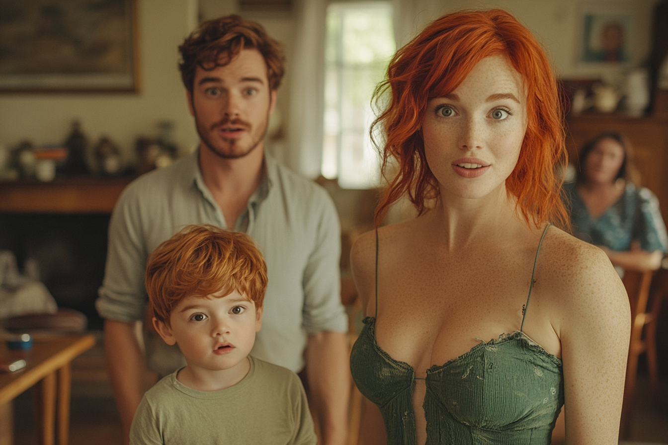 Surprised couple standing next to their child | Source: no source