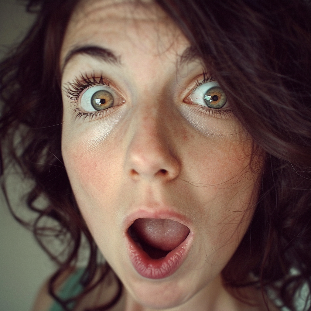 A close-up of a shocked woman | Source: no source