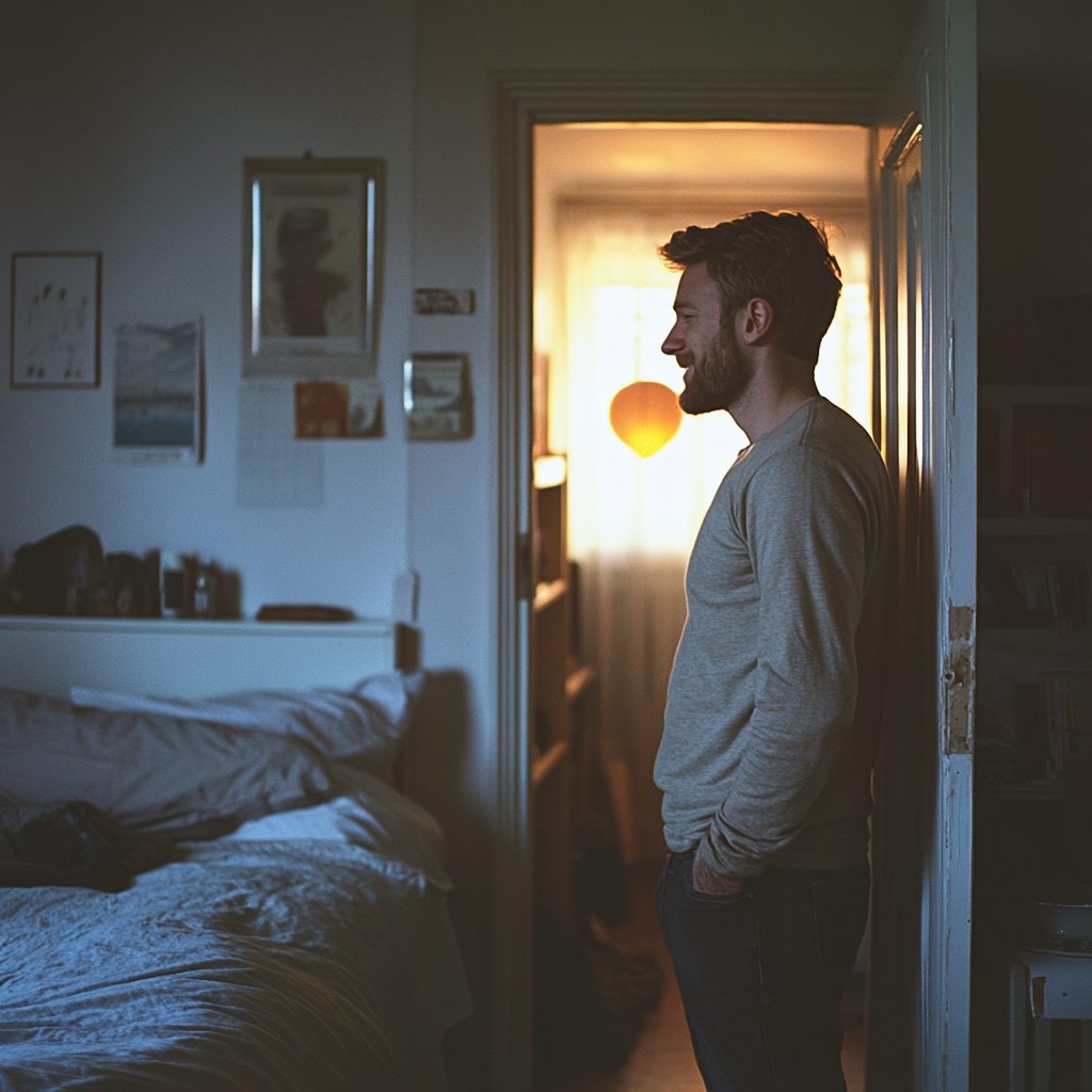 A man standing by a doorway | Source: no source