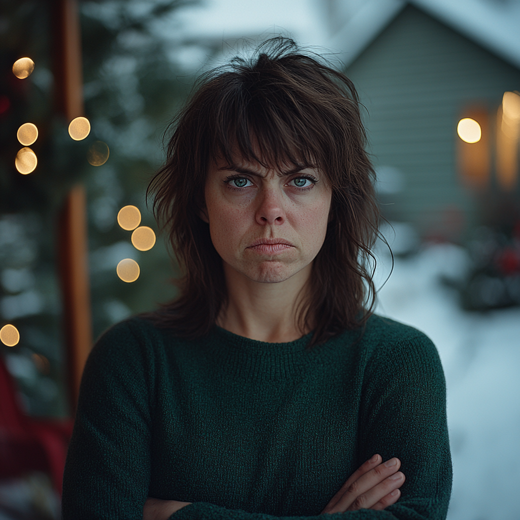An angry woman in the backyard of her house | Source: no source