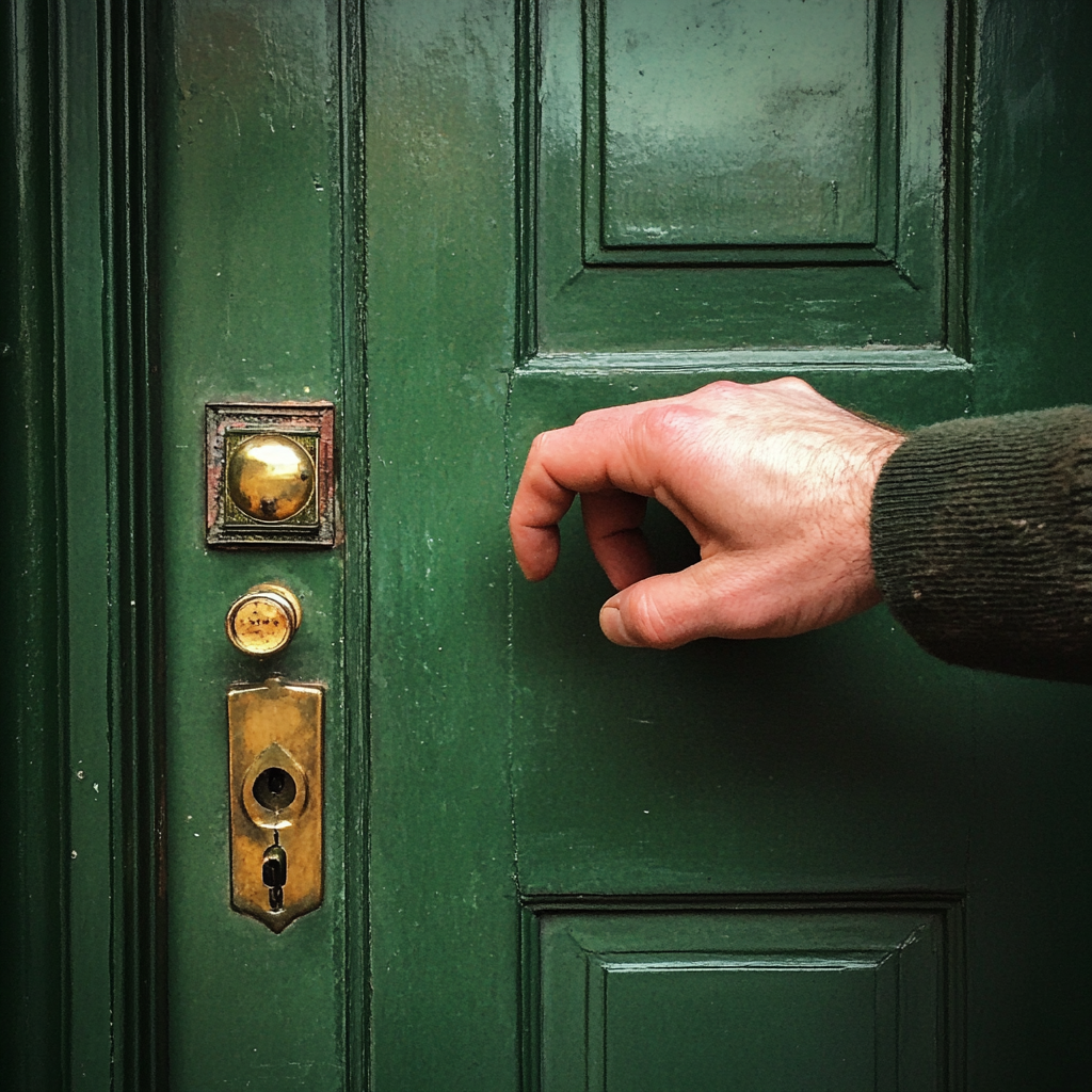 A person reaching for a door | Source: No source