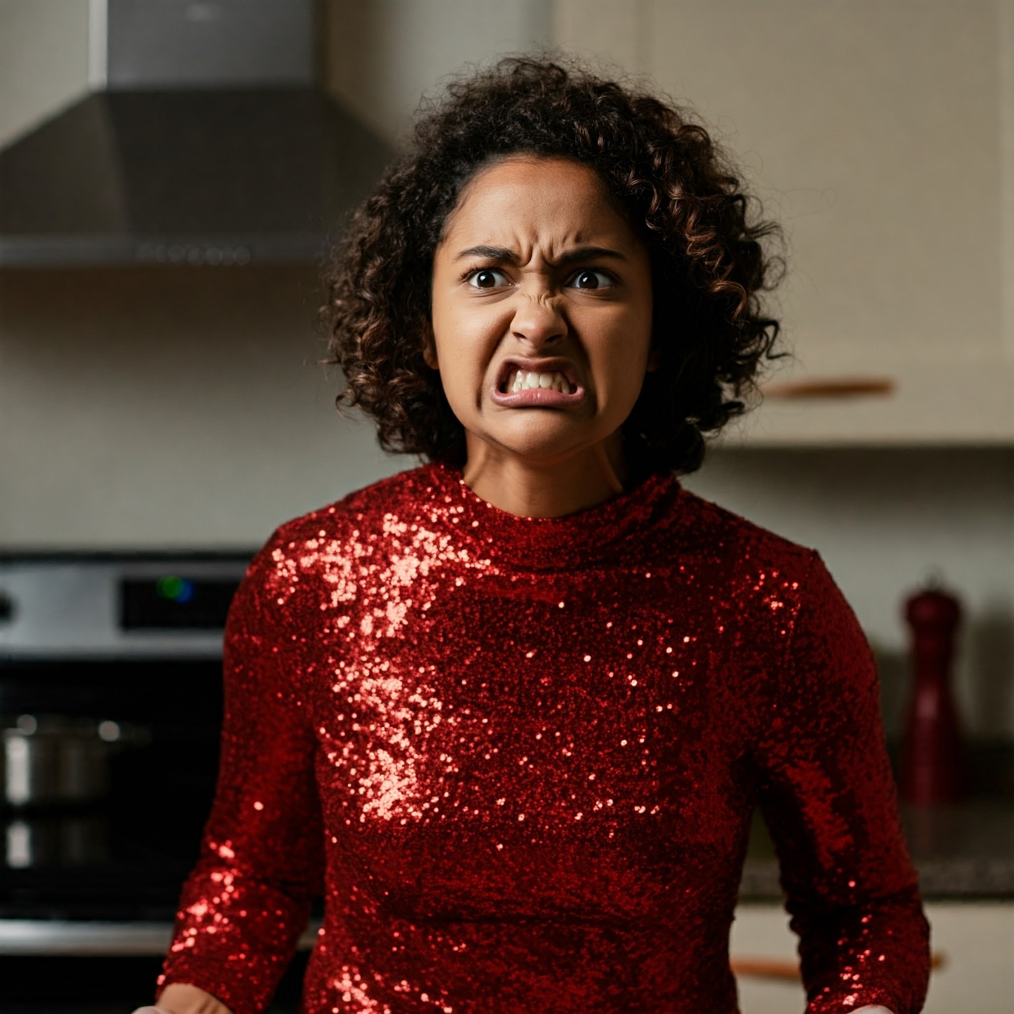 An angry woman in a kitchen | Source: no source
