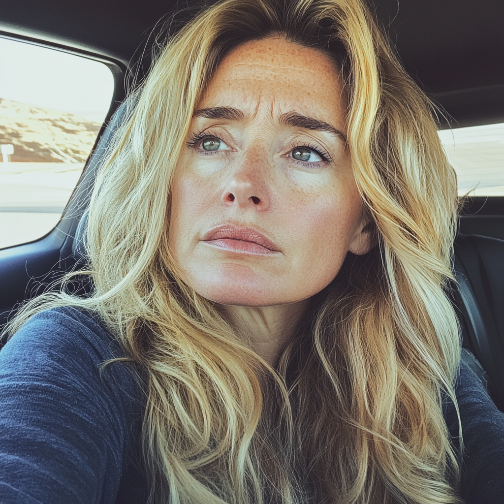 A worried woman sitting in a car | Source: no source