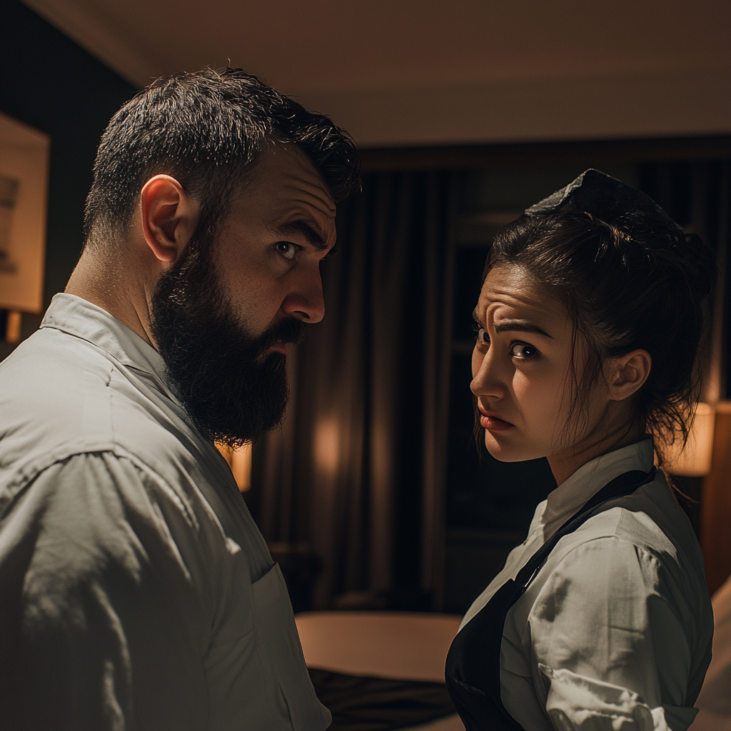 A man threatening a maid | Source: no source
