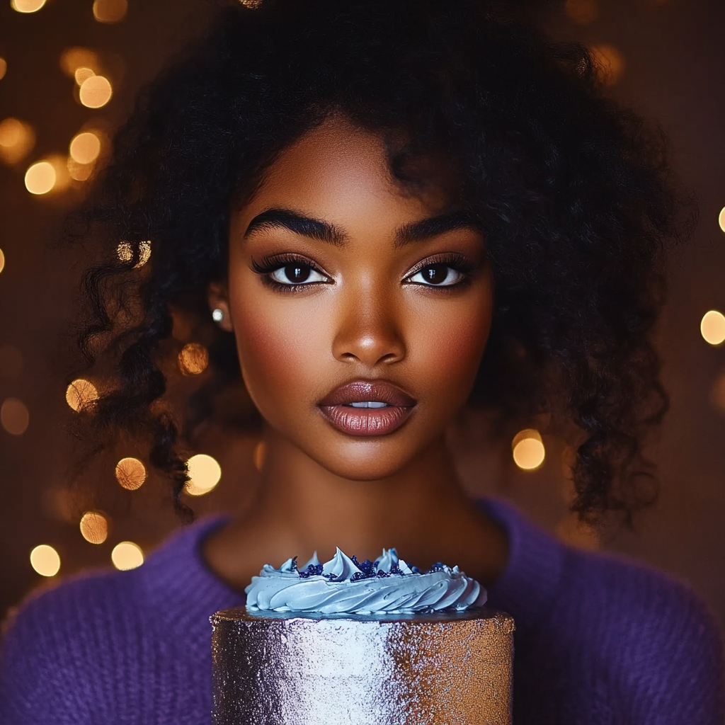 A woman holding a birthday cake | Source: no source