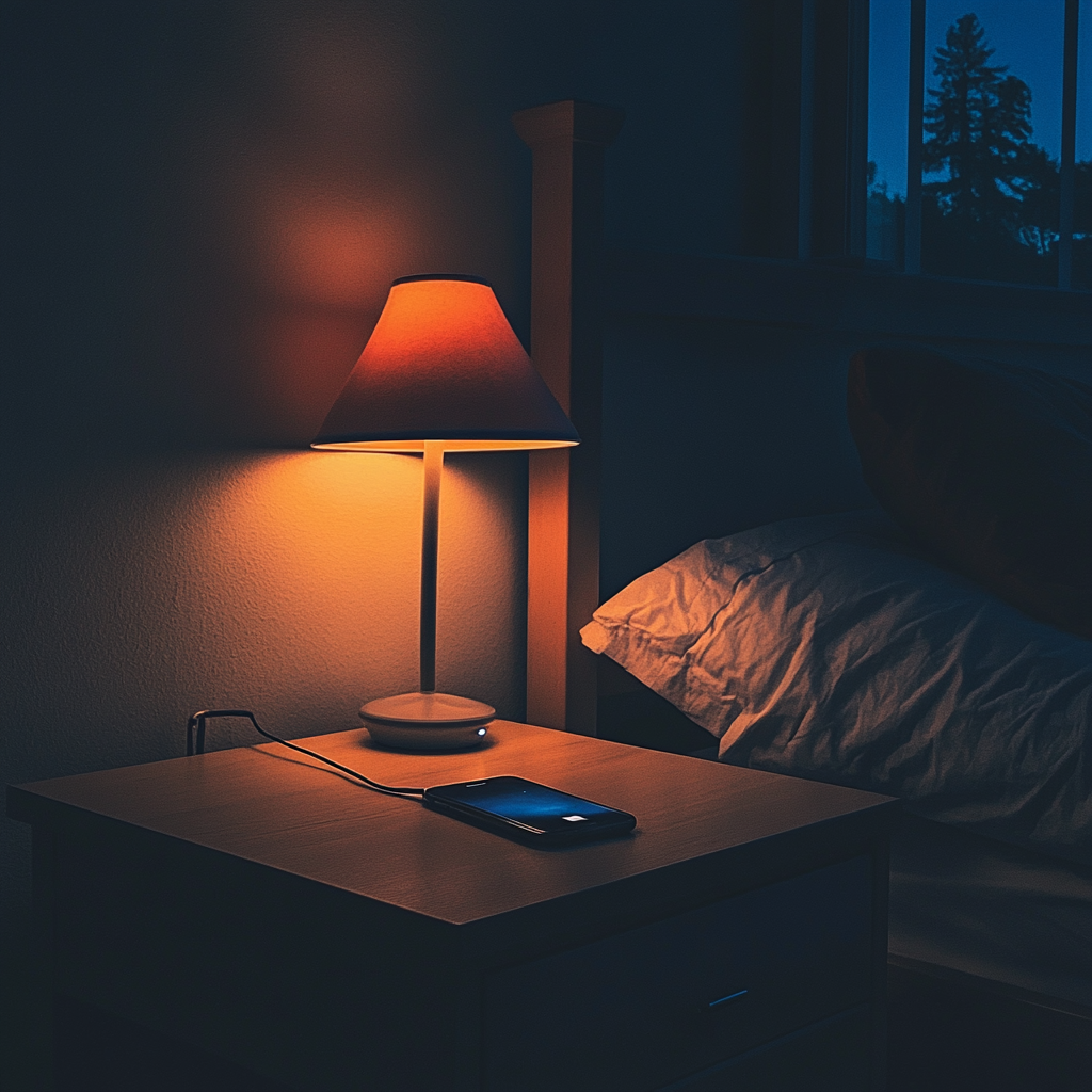 A phone on a nightstand | Source: No source